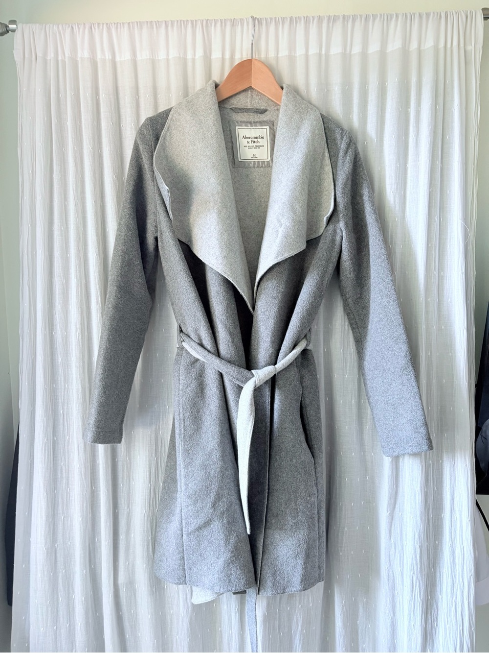 Abercrombie & Fitch Light Gray Wrap Robe Coat with Belt